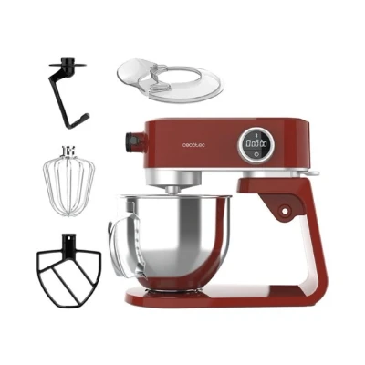 Imagen de Cecotec Batidora Amasadora Twist&amp;Fusion 4000 Luxury Red. 800 W, Cuerpo de Aluminio fundido, Motor DC, 8 velocidades, Luz LED, Bol Acero Inoxidable 5,2 L