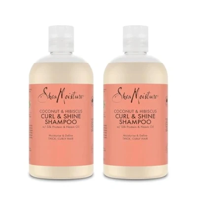 Imagen de SheaMoisture Champú Curl &amp; Shine para cabello grueso y rizado Coco Hibisco sin siliconas ni sulfatos 2x 384ml