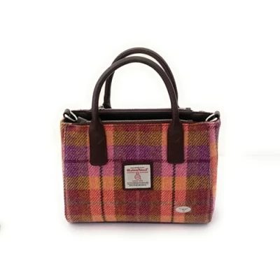 Imagen de Glen Appin Harris Tweed LB1228 Brora Bolso de mano, 124 tartán morado melocotón