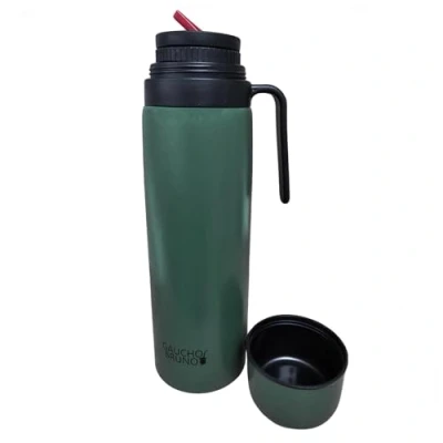 Imagen de Gaucho Bruno Yerba Mate Flask Recipiente térmico para bebidas con boquilla de vertido precisión, asa y tapa rosca, aislado frías calientes, acero inoxidable revestimiento