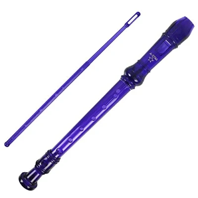 Imagen de A Star Soprano/Descant School Recorder Instrumento, digitación inglesa/barroca Clave de C con tabla aprendizaje, bolsa, varilla limpieza Púrpura