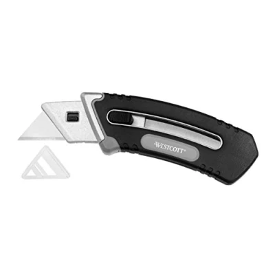 Imagen de Westcott E 84029 00 Cuchillo de Utilidad Plegable, Cortador ergonómico con Mecanismo telescópico, Negro