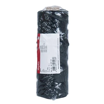 Imagen de Rayher hilo de algodón 2 mm diámetro, color negro, bobina 70 m, aprox. 180 g, 80 % 20 poliéster, macramé, para manualidades, colgar en la pared, 4400101