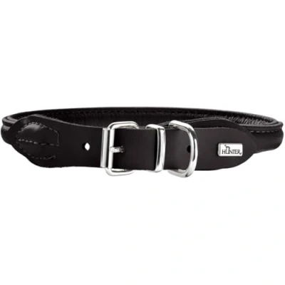 Imagen de HUNTER Collar de Perro Redondo y Suave Piel Alce Negro, Ajustables, 38 42 cm