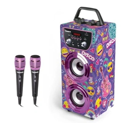 Imagen de Trendix Karaoke Infantil Top Singer Altavoz con Microfono 2 Microfonos Radio FM, USB, Bluetooth y SD Niña Niños Regalos Comunion