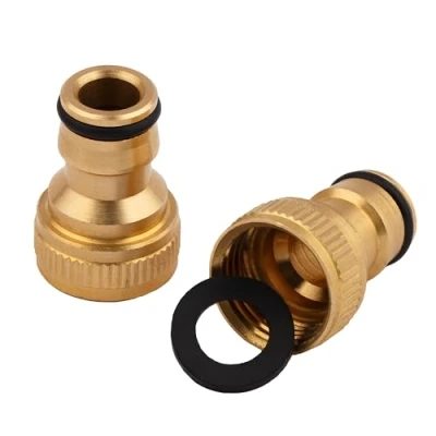 Imagen de MIVOS 2 Conectores de latón para grifos con Rosca Exterior BSP 1/2 Pulgadas (21 mm) Conector Grifo Acoplamiento rápido Manguera jardín Fabricado en