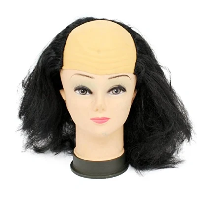 Imagen de peluca de cabeza calva para Halloween, color negro y calvo, divertida, hombre viejo, disfraz Halloween