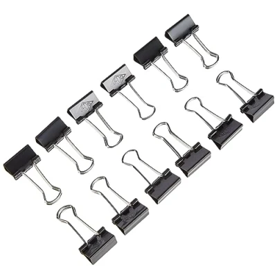 Imagen de Wedo 06421419 Pack de 12 broches aprietapapel, 19 mm, color negro