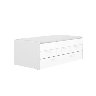 Imagen de DEKIT GRUPO RIMOBEL LEKA cama compacta con tres cajones y una arraste Blanco 67x195x95 cm