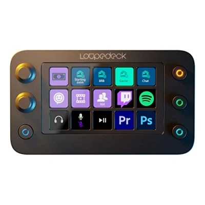 Imagen de Loupedeck Live S: la Consola de transmisión para productividad Escritorio, Control Flujo Completo y creación Contenido con Botones LED Personalizables Pantalla táctil, diales