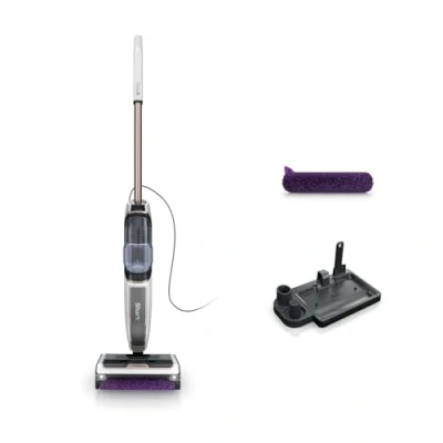 Imagen de Shark SteamPickUp Mopa de vapor 3 en 1 para suelos duros, limpieza libre químicos, separa residuos húmedos y secos, con cepillo giratorio soporte, base almacenamiento, 420 ml, blanco, SD200EU