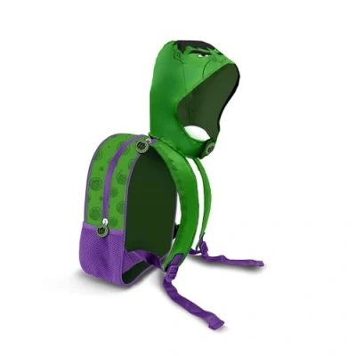 Imagen de Karactermania Marvel HULK GO Hooded Mochila escolar para niños, Talla: One Size, Verde