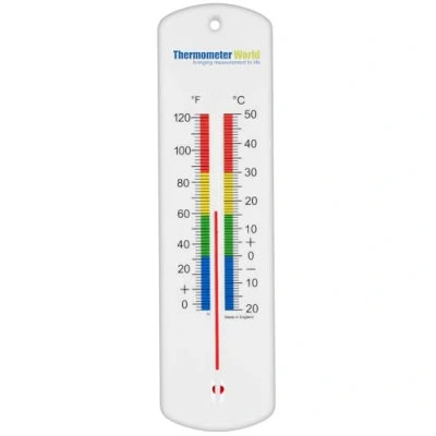 Imagen de Grande 240 mm pared termómetro jardín invernadero casa oficina habitación con códigos de colores uso en interiores o al aire libre