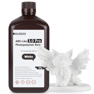 Imagen de ELEGOO Resina ABS Like 3.0 Pro, para Impresora 3D con Baja Viscosidad y Alta Precisión, Mayor Resistencia al Calor a los Arañazos,Resina Impresión LCD/DLP, Blanco 2000G
