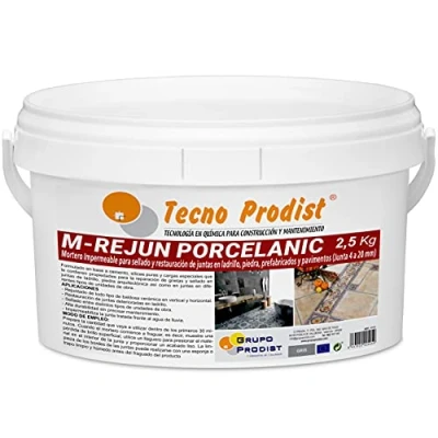 Imagen de M REJUN PORCELANIC de Tecno Prodist (2,5 Kg, Gris) Mortero para Lechada impermeable azulejos y suelos. Pavimentos cerámicos, ladrillos, piedra, etc. (Junta ancha 4 a 20mm)