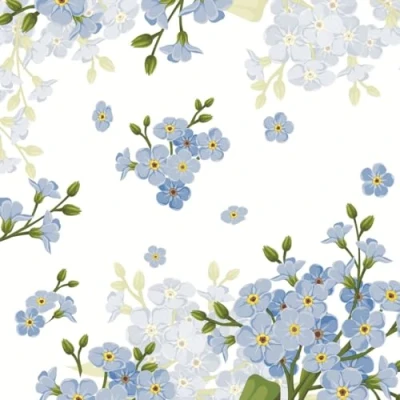 Imagen de Servilletas de papel con diseño flores azules en todas partes (33 x 33 cm)