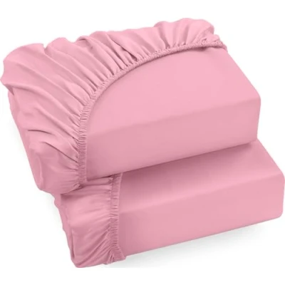 Imagen de Utopia Bedding Juego de 2 Sabana Bajera 90x200 Rosa Bolsillo Profundo Microfibra Cepillada (Cama 90)