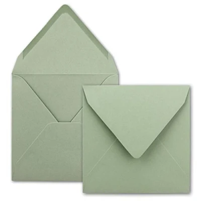 Imagen de FarbenFroh Sobres cuadrados (50 unidades, 15,5 x cm, sin ventana, con adhesivo húmedo, para tarjetas de invitación boda, cumpleaños y más), color verde eucalipto