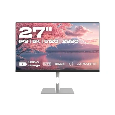 Imagen de JAPANNEXT Monitor 27&quot; IPS 5K (5120x2880) HDR Carga a través de USB C(90W) Altura e inclinación ajustables(HSP) Altavoces integrados sRGB 100% G Sync/FreeSync Garantía 3 años JN IPS275K HSPC9