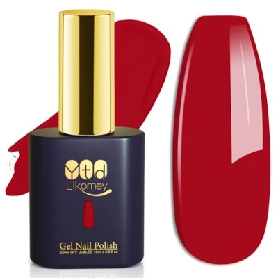 Imagen de YTD Likomey Esmalte Semipermanente de uñas en Gel UV LED,Otoño Invierno 15ml Rojo Esmaltes Diseño Salón casa Día Navidad Manicura artística,CS003