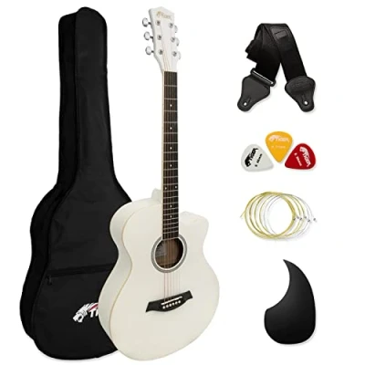 Imagen de Tiger Guitarra acústica, diseño recortado, color blanco
