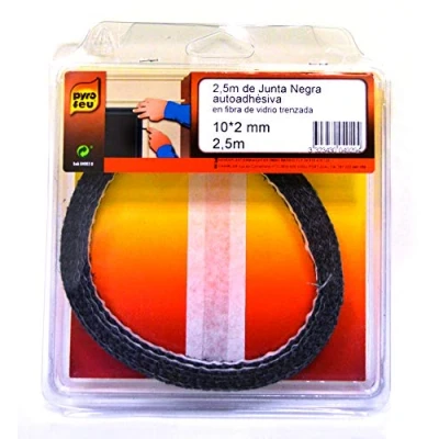 Imagen de PYRO FEU Junta refractaria autoadhesiva 10 x 2mm 2,5 Metros, Negra, estandar