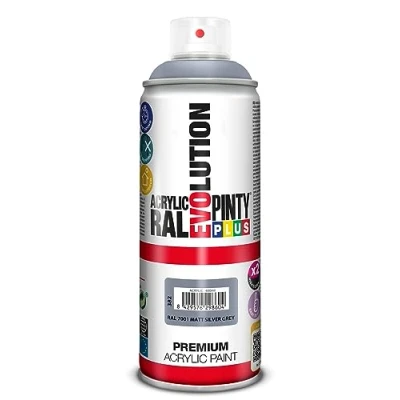 Imagen de PINTYPLUS Pintura en spray Acrilica Mate EVOLUTION 520cc Matt Silver Grey RAL 7001