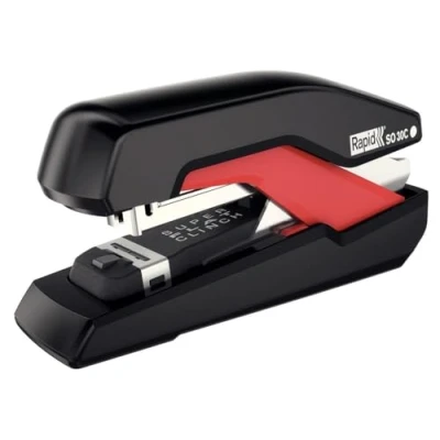 Imagen de RAPID 5000550 Grapadora SUPREME con tecnología Super Flat Clinch y Omnipress modelo SO30c color negro/rojo