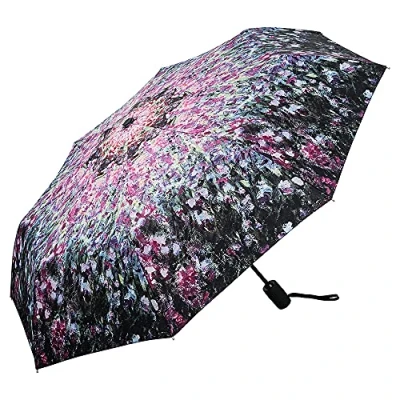 Imagen de VON LILIENFELD Paraguas Bolsillo Plegable Apertura y Cierre Automático Resistente al Viento Ligero Estable Compacto Floral Arte Claude Monet: El jardín