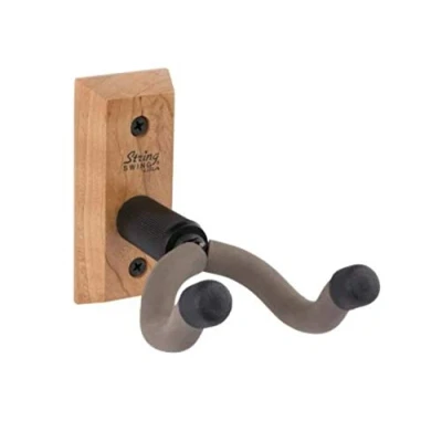 Imagen de String Swing Percha De Guitarra Soporte para guitarras eléctricas y acústicas bajos Colgadero Montaje Pared Instrumentos musicales seguro sin estuche duro madera sólida CEREZA Hecho a Mano en los EE. UU.