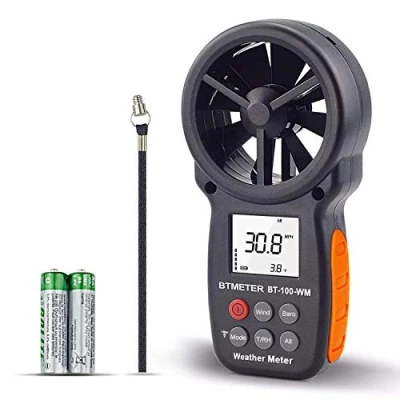 Imagen de BTMETER Anemómetro Digital con manómetro, para medir la Temperatura del Viento Humedad, altitud, medidor de presión barométrico dron Escalada HVAC CFM BT 100WM