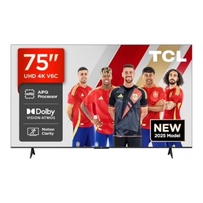 Imagen de TCL 75V6C 75 Direct LED Smart TV, 6K HDR, Powered by Google TV (Dolby Audio, Motion Clarity, Compatible with Assistant &amp; Alexa)