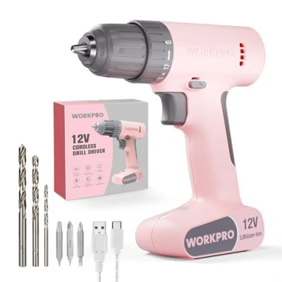 Imagen de WORKPRO Atornillador Inalambrico 12V, Destornillador Eléctrico, Taladro con Velocidades Variables, Luz LED, 6pc Accesorios