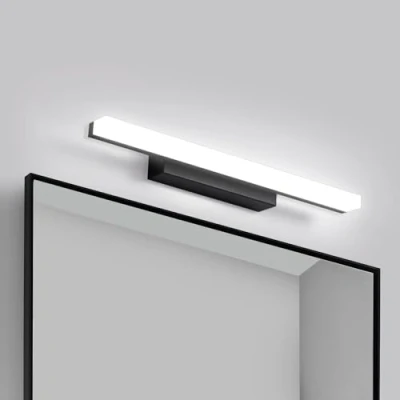 Imagen de Yafido Aplique Espejo Baño Interior LED 40CM Negro luz Lámpara de Pared Iluminación para Maquillaje 9W Blanco Frío 6000K 800LM No regulable