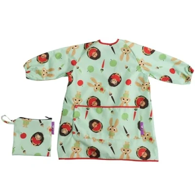 Imagen de Tidy Tot Traje de neopreno impermeable Bib Long Weaning Messy Game Painting Sleeves Side Pocket. BLW Baby Led friendly. Peto y bolsa incluidos Diseño verde pistacho