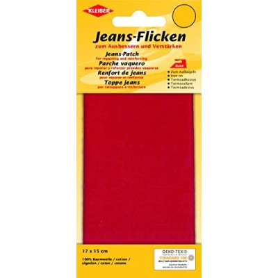 Imagen de Kleiber Parche de reparación Jeans para Planchar (17 x 15 cm), Color Rojo, Algodón