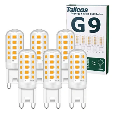 Imagen de Tailcas Bombilla LED G9 5W, Blanco Calido 3000K, Sin Estroboscópico, Equivalente a la Halógena de 50W, 500LM, AC220 240V, No Regulable, Ángulo Luz 360, Paquete 6