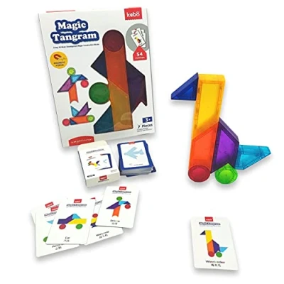 Imagen de KEBO Tangram Magnético 3D. Juego Educativo, Rompecabezas con 7 bloques de construcción y 54 retos a conseguir. (Magic)