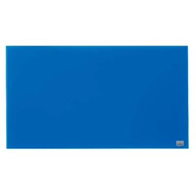Imagen de Nobo Pizarra Magnética de Cristal Con Bandeja para Rotuladores Extraíble, 680 x 380 mm, Sistema Instalación InvisaMount, Impression Pro, Azul, 1905187