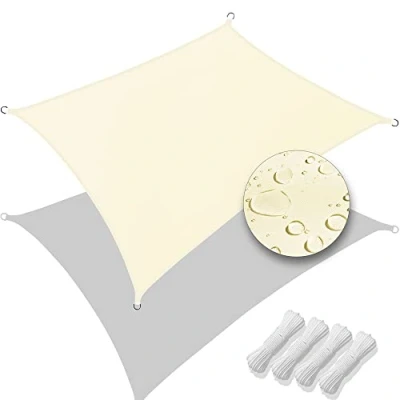 Imagen de VOUNOT Toldo Vela de Sombra Rectangular 3 x 5 m, Parasol Terraza Protección Rayos UV Impermeable, para Exterior, Jardín, Patio, Beige