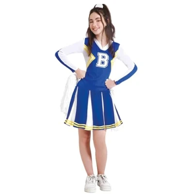 Imagen de FIESTAS GUIRCA Disfraz de Animadora Adolescente Uniforme Azul Cheerleader para Chicas 14 16 Años
