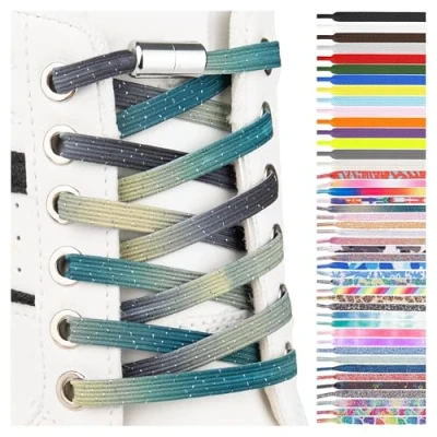Imagen de SULPO Cordones elásticos de goma sin atar, planos, con cierre rosca