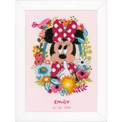 Imagen de Vervaco WD Zählmusterpackung Psst Aida Kit de Punto Cruz contado: Minnie Shushing, Algodón, Vieux Rose, 7.5 x 1 7.2 cm