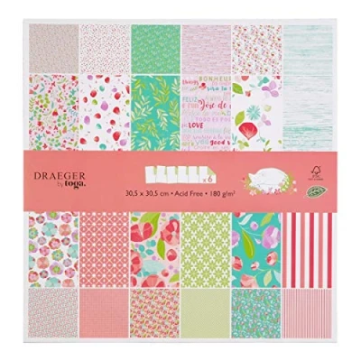 Imagen de DRAEGER PARIS 1886 Papel Scrapbooking, Rosa Y Verde, 30,5 x cm