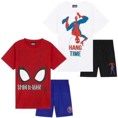 Imagen de Marvel Corto Conjunto de 2 Pijama Niño Regalo para Niños (Rojo/Blanco, 11 12 Años)