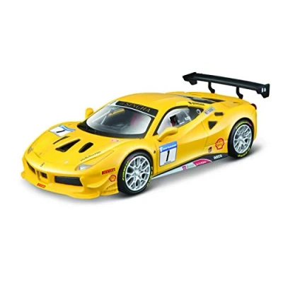 Imagen de Bburago Ferrari 488 Challenge: Modelo de Coche a Escala 1:43, Serie Racing, Caja Regalo, 12 cm, Amarillo #1 (18 36306)