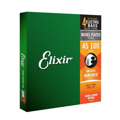 Imagen de Elixir cuerdas para bajo de 4 Strings acero niquelado con recubrimiento NANOWEB, escala larga, calibre ligero, string Light(45 100)