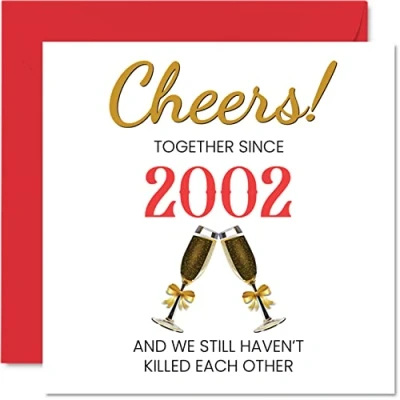Imagen de Divertida tarjeta de 21 aniversario para marido y esposa, Juntos desde 2002, tarjetas feliz boda pareja, regalos &quot;I Love You&quot;, felicitación 145 mm x