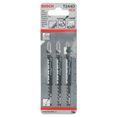 Imagen de Bosch Professional 3 x Hojas de Sierra calar T 244 D Speed for Wood (para Madera blanda, corte curvo, accesorios calar)