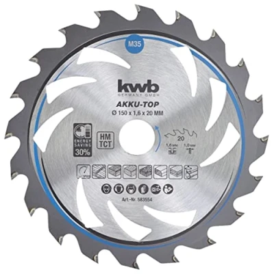 Imagen de kwb 583554 Hoja de sierra circular, Corte fino con batería, 150 x 20 mm